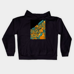 Cleveland Map Pattern in Orange & Teal Kids Hoodie